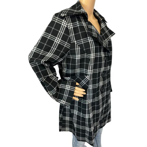 Lane Bryant Plaid Jacket Black Collared Coat Made in USA Plus Size 18 - Picture 3 of 10